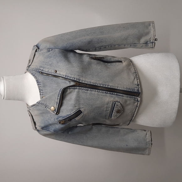 GAP Washed Denin Moto Jacket, Size XS - Picture 1 of 7